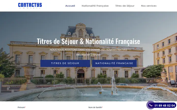 Page d’accueil du site Contactys Conseil