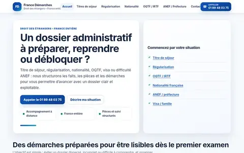 Page d’accueil du site France Démarches