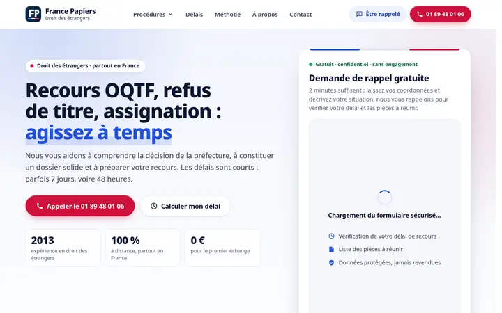 Page d’accueil du site France Papiers, réalisé par Vitrio