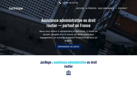 Page d’accueil du site JuriHope