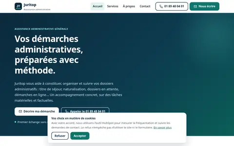 Page d’accueil du site Juritop