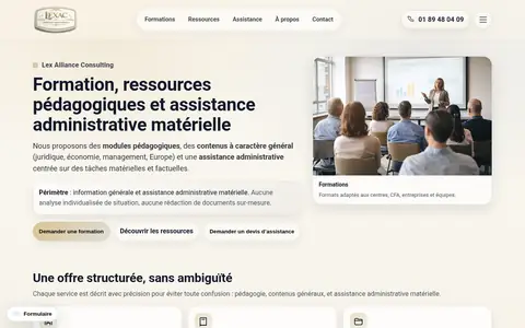 Page d’accueil du site Lex Alliance Consulting