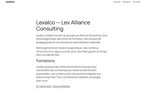 Page d’accueil du site Lexalco