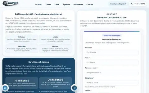 Page d’accueil du site RGPDIT